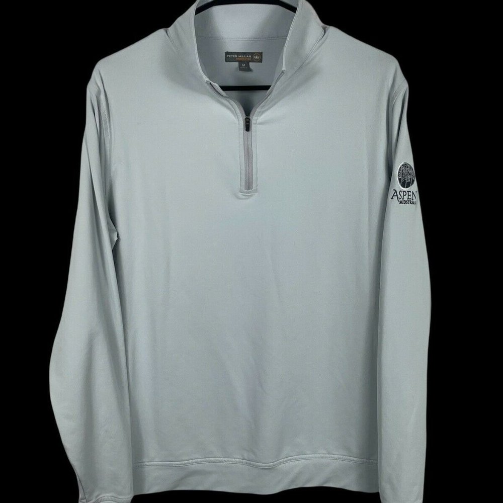 Peter Millar Perth Quarter Zip Gray Performance Aspen Pullover M Medium